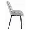 Moderní světle šedá sametová židle BERA s černými nohami