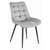 Světle šedá sametová židle BERA s černými nohami, elegantní design