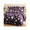 Fialové povlečení HVĚZDY z mikroplyše + SOFT prostěradlo 90x200 cm