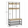 Praktická předsíňová stěna STAGE 184 cm s háčky a policemi, černá/dub sonoma