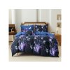 Elegantní tmavě modré povlečení VIOLET BUTTERFLY s květinovými vzory