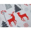 Měkké flanelové povlečení RED DEERS AND TREES – bílé s potiskem