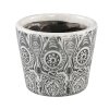 Kulatý keramický květináč BEIRE 14 cm šedo-bílý s elegantním vzorem