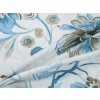 Bílé mikrovláknové povlečení BLOSSORIA s modrými květy a listy