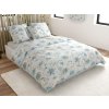 Bílé povlečení BLOSSORIA z mikrovlákna s modrým květinovým vzorem