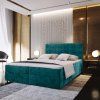 Moderní postel boxspring GLORIEN VELVET 140x200 cm s tyrkysovým sametem