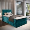 Tapecirani krevet boxspring GLORIEN VELVET 90x200 cm tirkizna