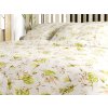 Bílé povlečení z mikrovlákna GOSSIRA s jemnými zelenými květy