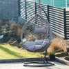 Stylové závěsné křeslo NORVIA šedé – ideální na terasu i do bytu