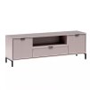 Elegantní RTV stolek LINKaSTYLE LS4 CASHMERE béžový s dvěma skříňkami a zásuvkou
