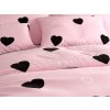 Jemné bavlněné povlečení CORAZON BLEND růžové s černými a bílými srdíčky