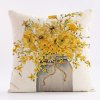 Dekorační povlak BLOSSURA 45x45 cm lněný s motivem žlutých květů