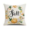 Podzimní povlak na polštář FALL krémový 45x45 cm s nápisem