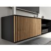 Elegantní černý TV stolek MEORATI 120x40 cm v kombinaci s dubem artisan