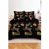 Černé povlečení STARLIT DEER z mikrovlákna s vánočním motivem