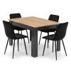 Jídelní set MADO 120x80 černý/dub a židle LAVA samet černý – moderní styl