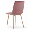 Růžová sametová židle LAVA s kovovými nohami v přírodním dekoru