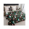 Vánoční přehoz na postel SANTA WINK tmavě zelený s motivem Santy
