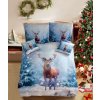 3D bavlněné povlečení SNOWY DEER modré s vánočním motivem