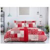Bavlněné povlečení PERISO – červený patchwork vzor