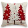 Vánoční povlak na polštář RED FOREST 45x45 cm s červenými stromy