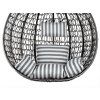 Crna viseća fotelja KOKON sa stalkom, bijelo-sivi jastuk