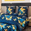 Stylové Povlečení z mikrovlákna ROYAL BUTTERFLY modré zlatý potisk