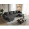 Tmavě šedá sedací souprava do U VALERIO 305x140 cm v minimalistickém stylu