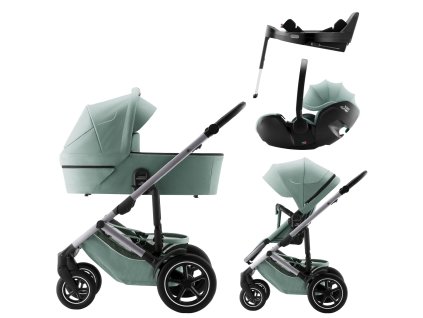 Set kočárek Smile 5Z + hluboká korba + autosedačka Baby-Safe PRO + Vario Base 5Z, Jade Green