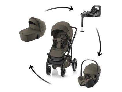Set kočárek Smile 5Z + hluboká korba + autosedačka Baby-Safe PRO + Vario Base 5Z Lux, Urban Olive