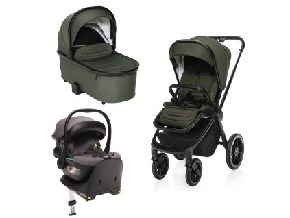 Set kočárek Move Cross 3 + hluboká korba  Move XL 3 + autosedačka + báze, Hunter Green