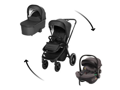 Set kočárek Move Cross 3 + hluboká korba Move XL 3 + autosedačka XM dle vlastního výběru, All Black