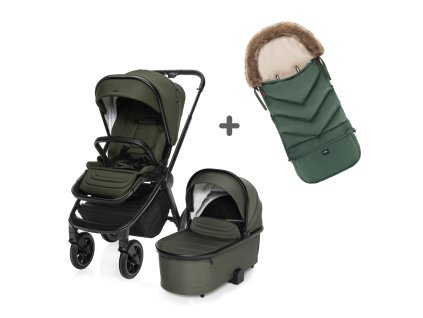 Set kočárek Move Cross 3 + Hluboká korba XL 3 + dárek fusak Fluffy Combi v hodnotě 2190kč, Hunter Green