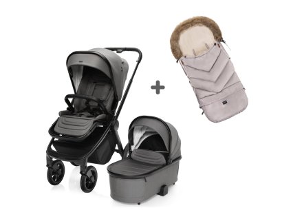 Set kočárek Move Cross 3 + Hluboká korba XL 3 + dárek fusak Fluffy Combi v hodnotě 2190kč, Tornado Grey