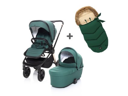 Set kočárek Move Cross 2 + Hluboká korba XL + dárek Fusak Fluffy v hodnotě 1990kč, Antique Green/Gold