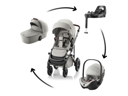 Set kočárek Smile 5Z + hluboká korba + autosedačka Baby-Safe PRO + Vario Base 5Z Lux, Linen Grey