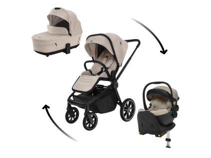 Set kočárek Move Cross 5 + hluboká korba  Move XL 5 + autosedačka XM dle vlastního výběru + báze, Ivory Beige