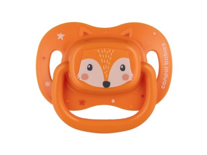 canpol babies dudlik silikonovy symetricky cute animals 6 18m 1ks oranzovy