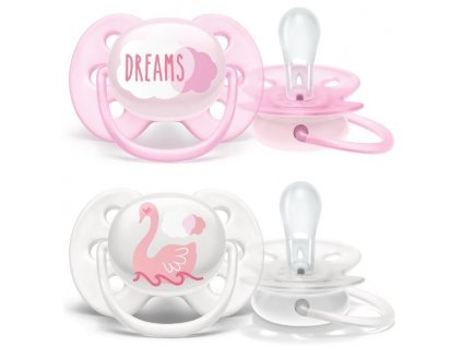 Philips AVENT Šidítko Ultrasoft Text 0-6m dívka, 2 ks
