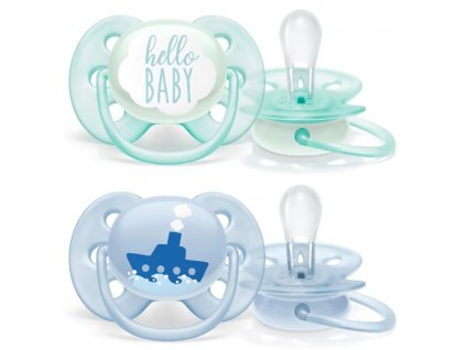 Philips AVENT Šidítko Ultrasoft Text 0-6m chlapec, 2 ks