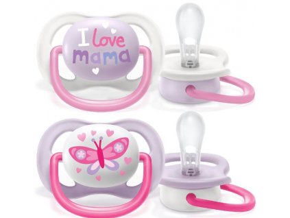 Philips AVENT Šidítko Ultra air Text 0-6m dívka, 2 ks