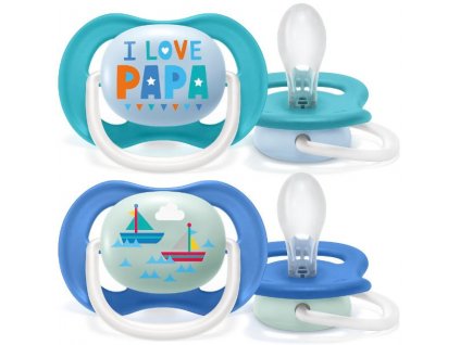 Philips AVENT Šidítko Ultra air Text 6-18m chlapec, 2 ks