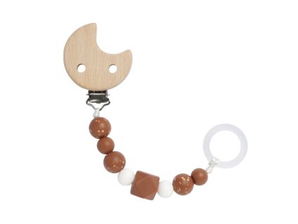 LÄSSIG Soother Holder Wood/Silicone 2024 Little Universe moon rust