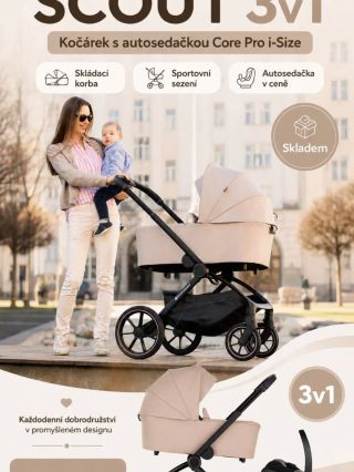 Kočárek 3v1 Petite&Mars Scout 🤗🥰❤️ Super cena 15.999,- V ceně autosedačka Core Pro i-size. Konstrukce je skládací jak s...