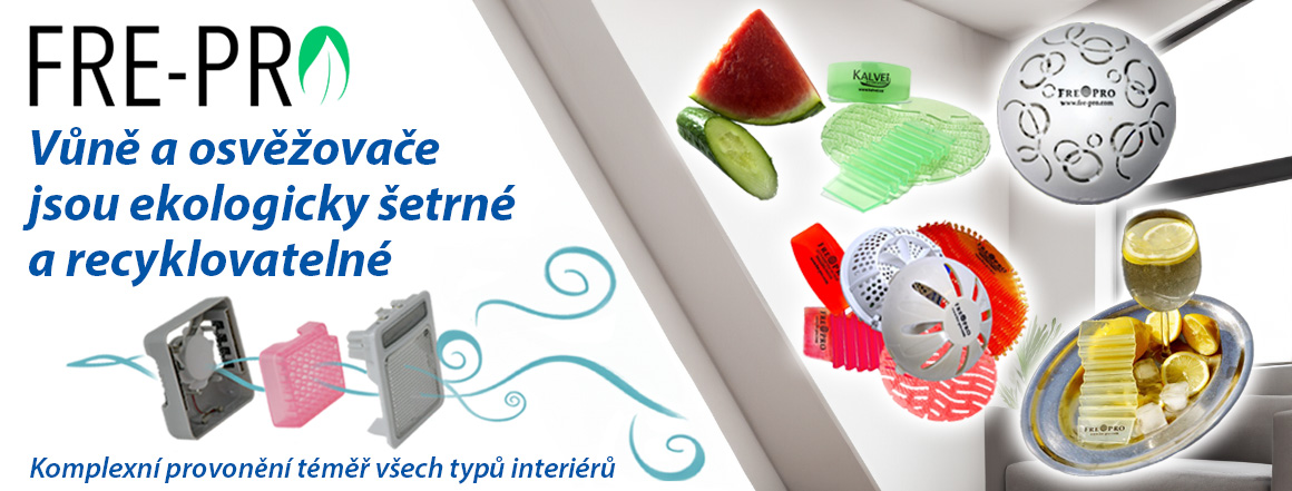 FRE-PRO vůně a osvěžovače jsou ekologicky šetrné a recyklovatelné.
