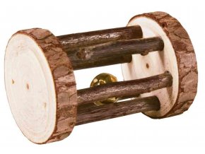 Dřevěný váleček s rolničkou (dřevo s kůrou) ø 5 × 7 cm