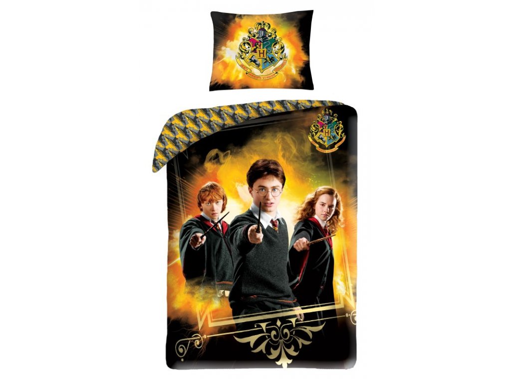 HALANTEX Povlečení Premium Harry Potter gold Bavlna, 140/200, 70/90 cm
