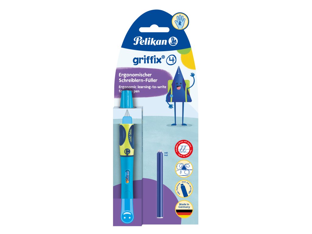 820363 EBD Fountain pen griffix P2NBR NeonFreshBlue righthanders blister card 67689 highres