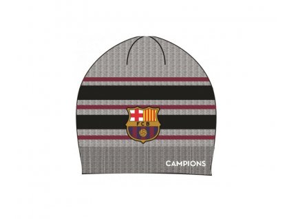 Chlapecká zimní čepice FC Barcelona šedá proužek