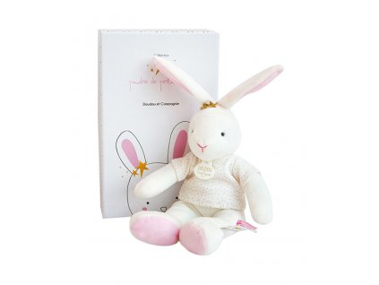Doudou Plyšová hračka růžový zajíček - hvězda 25 cm